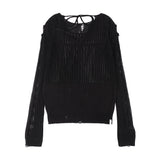 2WAYダメージニットロングスリーブ (Black) F25QB089
