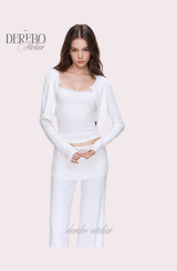 アンナ レース カーディガン トレーニング スリーピース セット (Sleeveless cardigan, pants)