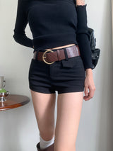 Sculpt Two-Button Spandex Shorts & Belt SET (3 Colors)