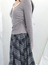 Charcoal Blend Checkered Layered Skirt