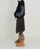 Hakata Stripe Coloring String Knitwear Zip-Up