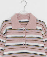 Kentally Stripe Collar Over Wool Knit