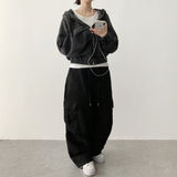 Daz Knee Pin Tuck Parachute Cargo Wide Pants [Long & Short]