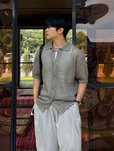 Port punching collar cardigan