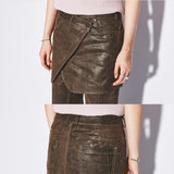 Eco Leather mini skirt [Brown]