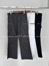 string zipper cargo wide pants