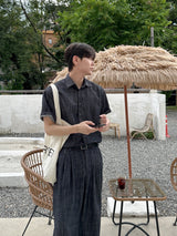 Olin linen indigo half shirts