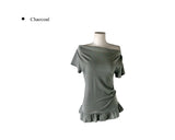 Libby Frill Shirring Off-Shoulder Short Sleeve T-Shirt