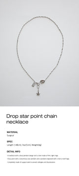 Drop star point chain necklace