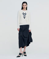 DOZI - Pinched Long Skirt _ BLACK