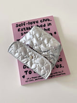 Silver Heart Button Pouch