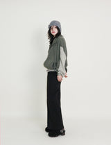 Hakata Stripe Coloring String Knitwear Zip-Up