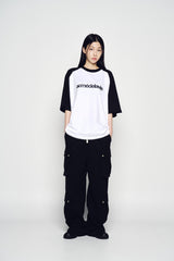 25SS CONNECT LOGO RAGLAN SHORT SLEEVE T-SHIRT BLACK