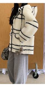 Style Hooded Wool Suede Coat