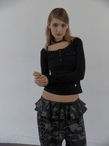 SLEEVELESS LAYERED TOP / BLACK