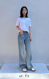 レギュラーセミブーツカットデニムパンツ code 25007