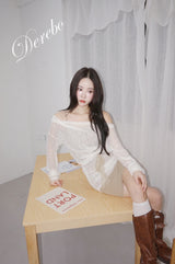 Lace Two-Piece Shirring Layered Dress