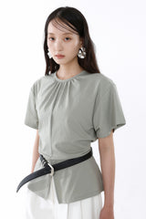 SHIRRED ROUND TOP_SMOKE GREEN