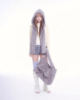 Fluffy hood muffler (gray)