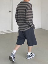 Nylon wide banding half pants 2C