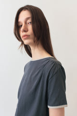 Shirring Ringer Top / Charcoal