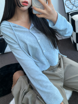 SEMI SEE THROUGH BOUCLE HOODIE CARDIGAN 🩵🩶🖤🧸4COLOR