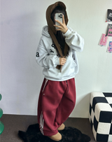 FLEECE❤TRACK LINE 3 LINE LONG PANTS ❤🖤🤍💙🩶5COLOR