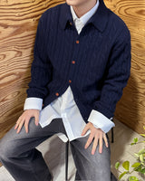 Pie knit collar cardigan
