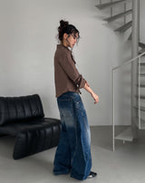 Tiv Curved Cut Balloon Denim Pants