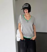 ソフト ロング Vネック Tシャツ
