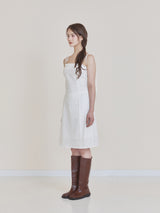 Lace frill midi dress (Ivory)