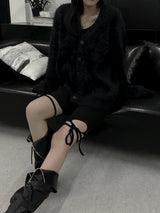 overfit blanc angora knit cardigan (unisex)
