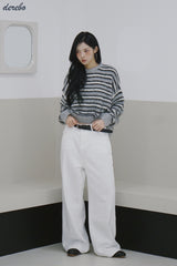 white cotton wide casual pants