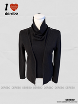 Turtleneck Layered Long-Sleeved Knit Cardigan