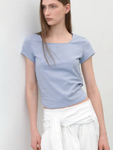 (Z-T-6808)エッセンシャル スクエア ネックTシャツ