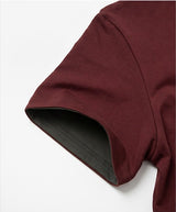 Rolled-Sleeve Cropped Short-Sleeve T-Shirt Burgundy