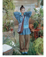 UnsocialNight original literary retro versatile カジュアル イラストプリントワンショルダークロスボディバッグ for women