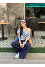 コントロールオフショルダールーズフィットショルダースリーブTシャツ