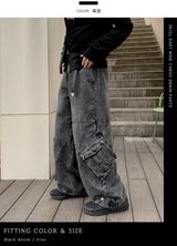 Skull Dart Wide Cargo Denim Pants