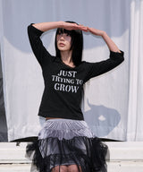 フラワークロス スリムTシャツ - ブラック