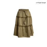 (2color) Bohemian Stitch Suede Tiered Skirt