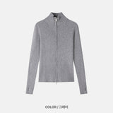 Rib Line Muscle Fit Zip-Up Knit