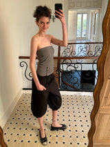 "That's neat – Vintage Relaxed-Fit Double-Breasted Knit Tube Top (Grey)