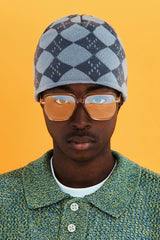 SPARKLING ARGYLE BEANIE / GREY