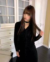 Hori Shirred Fleece Button Cardigan