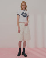 アロハフラワーリンガークロップTシャツ-WHITE