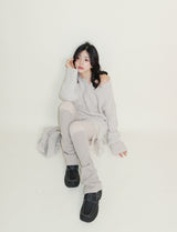 プードルデムーアテスターダメージ長袖ニットドレス (Muffler Set)