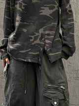 camo snap waffle long sleeve t-shirt