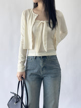 Cervi Sleeveless Button Long Sleeve Cardigan Set