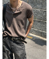 [S/S] ピグメントクロップマッスルヘンリーネックTシャツ(4color)